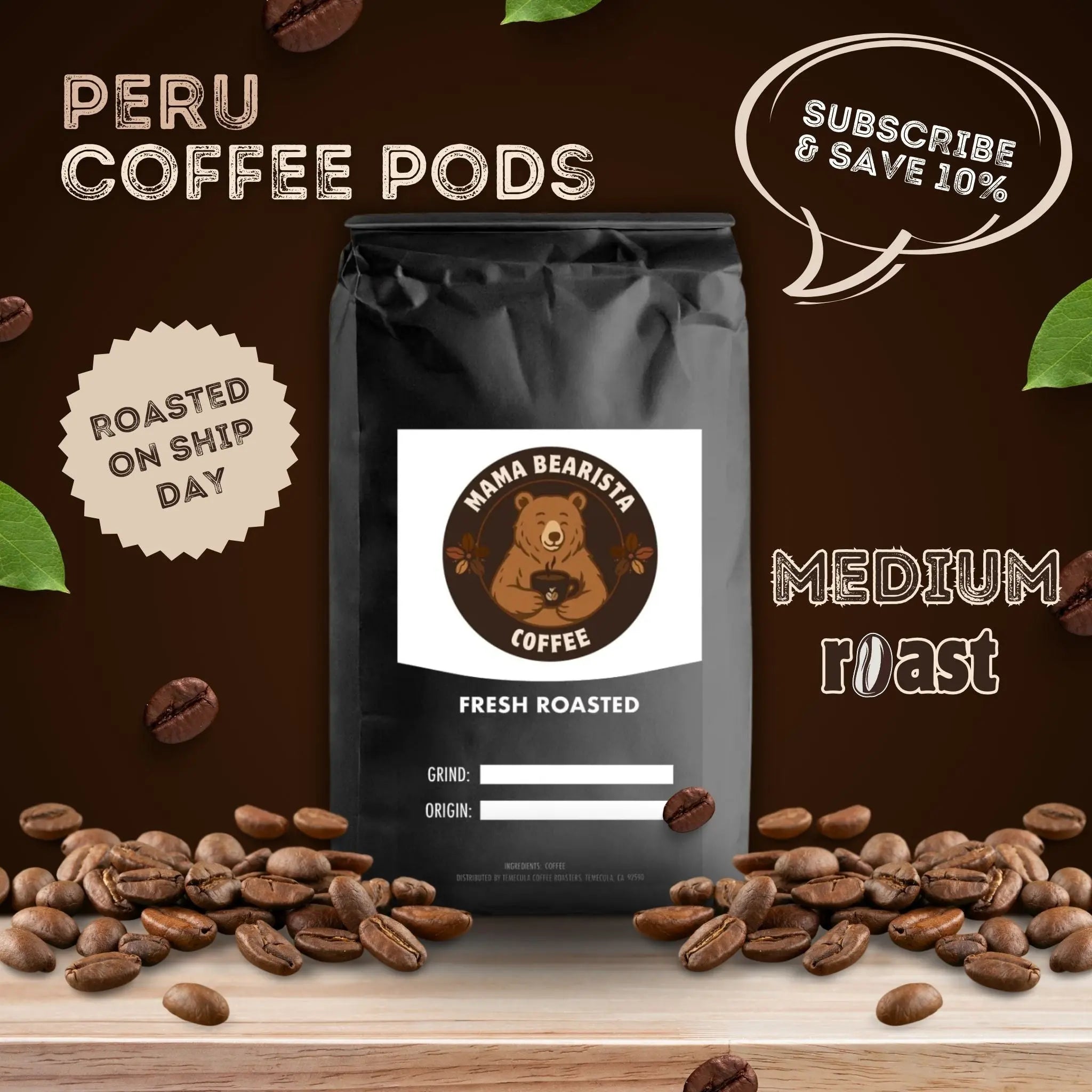 Peru Coffee Pods Mama Bearista Coffee